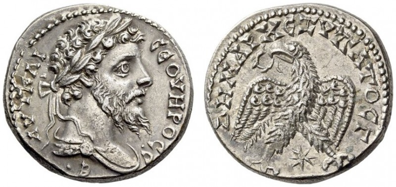 Septimius Severus, 193-211. Laodicea ad Mare. Tetradrachm (Silver, 26mm, 12.23 g...