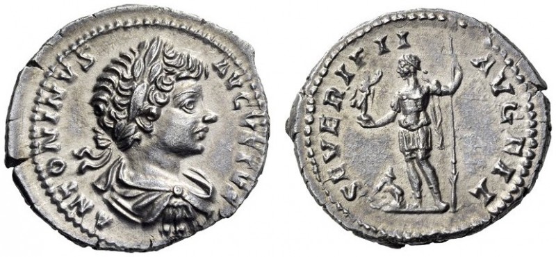 Caracalla, 198-217. Denarius (Silver, 19mm, 3.43 g 12), Rome, 199-200. ANTONINVS...