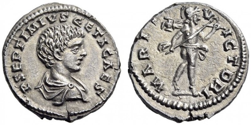 Geta, as Caesar, 198-209. Denarius (Silver, 17mm, 3.06 g 12), Laodicea ad Mare, ...