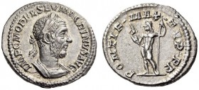 Macrinus, 217-218. Denarius (Silver, 20mm, 3.69 g 5), Rome, March-June 218. IMP C M OPEL SEV MACRINVS AVG Laureate and cuirassed bust of Macrinus to r...