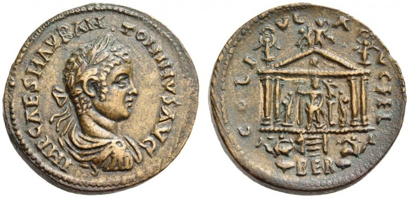 Elagabalus, 218-222. Berytus. 8 Assaria (Bronze, 30mm, 22.55 g 12). IMP CAES M A...