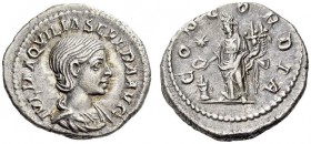Aquilia Severa, Augusta, 220-221 & 221-222, second and fourth wife of Elagabalus. Denarius (Silver, 18mm, 3.94 g 12), Rome. IVLIA AQVILIA SEVERA AVG D...