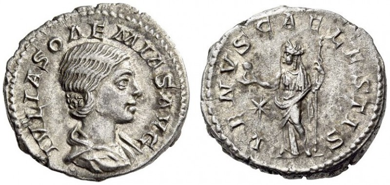 Julia Soaemias, Augusta, 218-222. Denarius (Silver, 19mm, 3.36 g 7), daughter of...
