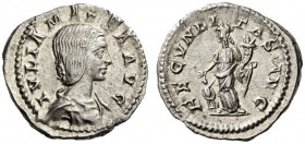 Julia Maesa, Augusta, 218-224/5, grandmother of Elagabalus and Severus Alexander. Denarius (Silver, 19mm, 3.50 g 12), Maesa was the sister of Julia Do...