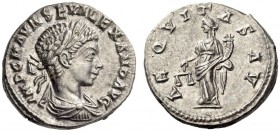 Severus Alexander, 222-235. Denarius (Silver, 18mm, 3.07 g 6), Antioch, 222. IMP C M AVR SEV ALEXAND AVG Laureate, draped and cuirassed bust of the yo...