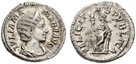 Julia Mamaea, Augusta, 222-235, mother of Severus Alexander. Denarius (Silver, 18mm, 3.32 g 12), Rome, 228. IVLIA MAMAEA AVG Diademed and draped bust ...