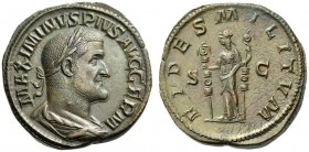 Maximinus I, 235-238. Sestertius (Orichalcum, 31mm, 23.13 g 1), Rome, 236-237. MAXIMINVS PIVS AVG GERM Laureate, draped and cuirassed bust of Maximinu...