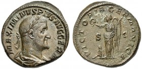 Maximinus I, 235-238. Sestertius (Orichalcum, 29mm, 24.32 g 12), Rome, 236-237. MAXIMINVS PIVS AVG GERM Laureate, draped and cuirassed bust of Maximin...