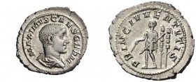 Maximus, as Caesar, 235/6-238. Denarius (Silver, 22mm, 2.85 g 7), Rome, 236-237. MAXIMVS CAES GERM Bare headed, draped and cuirassed bust of Maximus t...