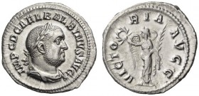 Balbinus, 238. Denarius (Silver, 18mm, 3.06 g 6), Rome. IMP C D CAEL BALBINVS AVG Laureate head of Balbinus to right. Rev. VICTORIA AVGG Victory stand...