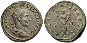 Trajan Decius, 249-251. Double Sestertius (Orichalcum, 36mm, 46.76 g 112), Rome. IMP C M Q TRAIANVS DECIVS AVG Radiate, draped and cuirassed bust of T...