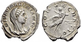 Diva Mariniana, the wife of Valerian, who died before he came to the throne in 253. Antoninianus (Silver, 22mm, 3.42 g 12), Viminacium, 253-254. DIVAE...