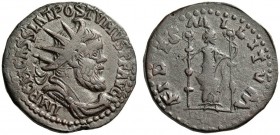 Postumus, Romano-Gallic Emperor, 260-269. Double Sestertius (Bronze, 31mm, 18.75 g 5), Colonia (Cologne), 266-267. IMP C M CASS LAT POSTVMVS P F AVG R...