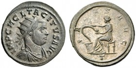 Tacitus, 275-276. Antoninianus (Billon, 22mm, 3.95 g 6), Ticinum, first emission, 275. IMP C M CL TACITVS AVG Radiate, draped and cuirassed bust to ri...