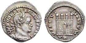Constantine I, 307/310-337. Half Argenteus (Silver, 15mm, 1.86 g 1), Treveri, Fall 307 - late 308. IMP CONSTANTINVS P F AVG Laureate and cuirassed bus...