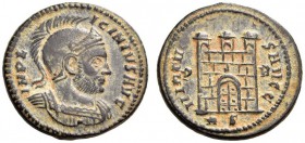 Licinius I, 308-324. Follis (Bronze, 20mm, 2.56 g 6), Rome, 318-319. IMP L-ICINIVS AVG Helmeted, bearded and cuirassed bust of Licinius I to right. Re...