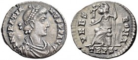 Gratian, 367-383. Siliqua (Silver, 17mm, 2.07 g 6), Treveri, 375-378. D N GRATIANVS P F AVG Pearl-diademed, draped and cuirassed bust of Gratian to ri...