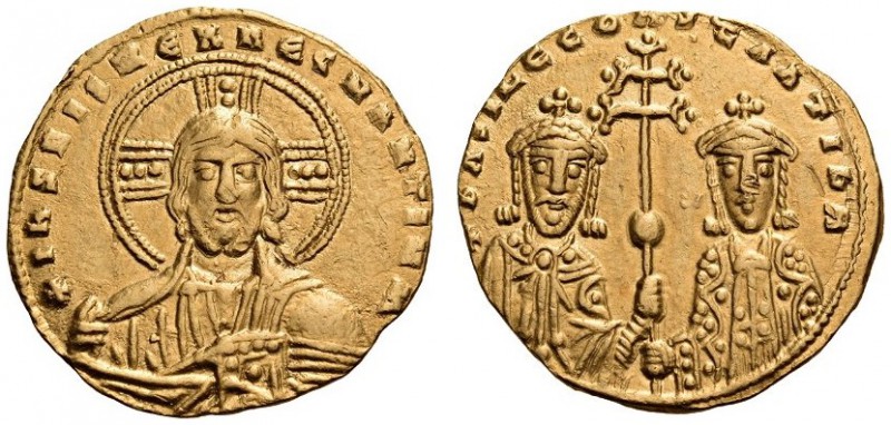 Basil II Bulgaroktonos, with Constantine VIII, 976-1025. Histamenon nomisma (Gol...