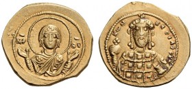 Constantine X Ducas, 1059-1067. Tetarteron (Gold, 20mm, 4.09 g 6), Constantinople. Nimbate bust of the Virgin orans facing; to left and right, monogra...