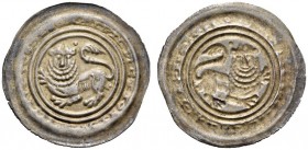 GERMANY, Duchy of Saxony. Heinrich der Löwe, 1139/1142-1195. Bracteate (Silver, 27mm, 0.83 g 12), Braunschweig. +IPNNCLEOEIDVXHINRICSOLEOA Lion to lef...