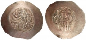 Manuel I Comnenus, 1143-1180. Aspron Trachy (Electrum, 34mm, 4.29 g 6), Thessalonica?, or Constantinople, 1152-1160. IC XC Christ, nimbate and robed, ...