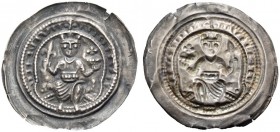 GERMANY, Altenburg. Heinrich VI, emperor, 1190-1197. Bracteate (Silver, 34mm, 0.83 g 12). Unclear inscription Emperor seated facing, crowned and holdi...