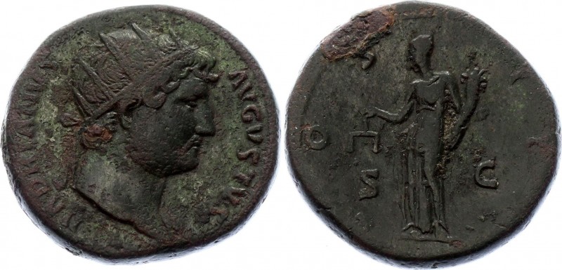 Ancient World Roman Empire Hadrian AE Dupundius Moneta 118 - 120 A.D.
14.83g; R...