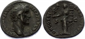 Ancient World Roman Empire Antoninus Pius AE As Concordia 140 - 144 A.D.
14.14g; Obv: ANTONINVSAVGPIVSPPTRPCOSIII - Laureate head right. Rev: CONCORD...