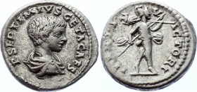 Ancient World Roman Empire AR Denarius Geta as Caesar 198 - 209
2.95g; RIC# IV 103; RSC# 76; Obv: P SEPTIMIVS GETA CAES, bareheaded and draped bust o...