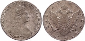 Russia 1 Rouble 1780 СПБ ИЗ RR
Bit# 228; Conros# 71/54; 2,5 Rouble by Petrov; Silver 23,93g.; Edge - rope; XF-AUNC