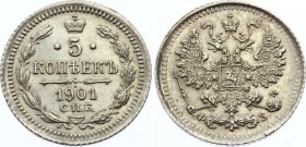 Russia 5 Kopeks 1901 СПБ ФЗ
Bit# 176; Conros# 170/65; Silver, AUNC
