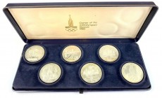 Russia - USSR Olympic Set of 6 Coins 1977 - 1980
1 Rouble 1977 - 1980; UNC; In Original Blue Box