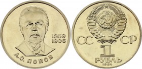 Russia - USSR 1 Rouble 1984 PROOF!
Y# 195.1; Proof; Mintage 35,000; Aleksandr Popov; Leningrad Mint