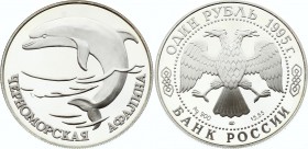 Russia 1 Rouble 1995
Y# 448; Silver Proof; Red Book – Series: Red Data Book - The Black Sea Bottle-Nosed Dolphin (Aphalina)
