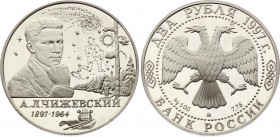 Russia 2 Roubles 1997
Y# 551; Silver Proof; Outstanding Personalities of Russia – 100th Anniversary of the Birth of A.L. Tchizhevsky