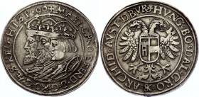 Austria Thaler 1590 Three Emperors Antic Copy
Dav. 8105; Rudolf II (1576-1612). Joachimstal. Three emperors:crowned busts of Maximilian I, Charles V ...
