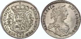 Austria 3 Kreuzer 1745
KM# 1721; Silver; Maria Theresia Hall; Amazing UNC Coin with Full Mint Luster