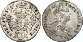 Austria 3 Kreuzer 1747 WI - Wien
KM# 2012; Silver; Franz I