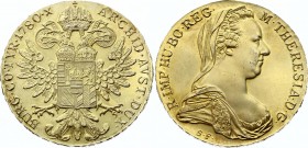 Austria 1 Thaler 1780 X Restrike
KM# T1; Gilded Silver; UNC