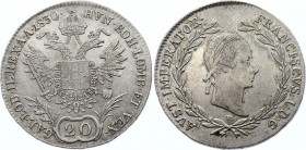 Austria 20 Kreuzer 1830 A
KM# 2145; Silver; Franz I