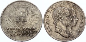Austria Ferdinand V Coronation in Bratislava Token 1830
Silver 3.2g 20mm; Coronation of hungarian king in Pressburg Ferdinand I.
