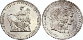 Austria 2 Gulden 1879
X# M5, Her# 824; Silver Wedding Jubilee / Zur Silberhochzeit, Franz Josef I.; Silver, UNC-PL, Full mint luster.