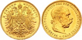 Austria 10 Corona 1896
KM# 2805; Franz Joseph I; Gold (.900) 3.39g. Mintage 211,000. AUNC.