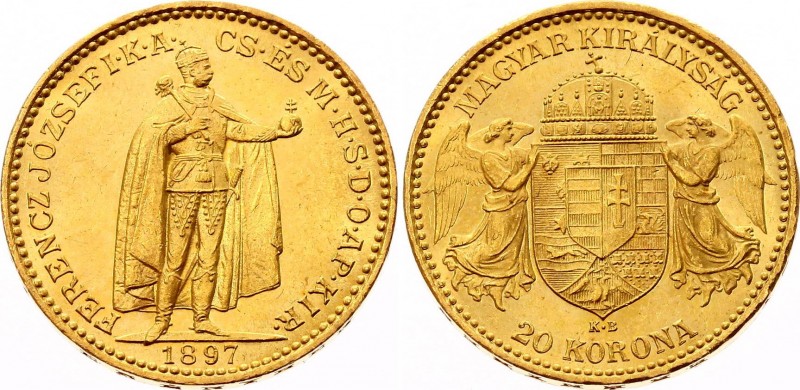 Hungary 20 Korona 1897 KB
KM# 486; Franz Joseph I, Kremnitz. Gold (.900) 6,78g....