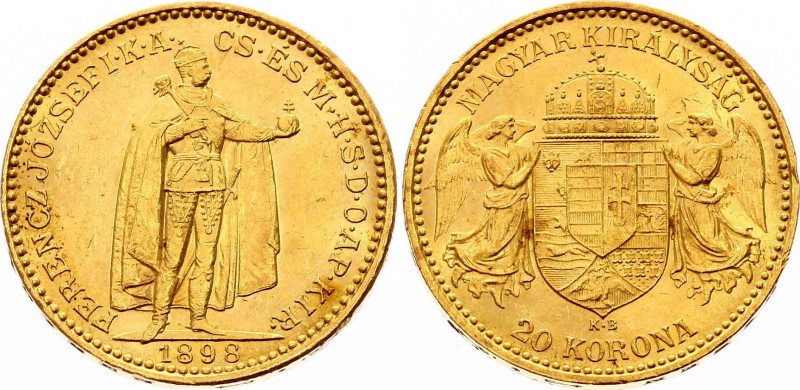 Hungary 20 Korona 1898 KB
KM# 486; Franz Joseph I, Kremnitz. Gold (.900) 6,78g....