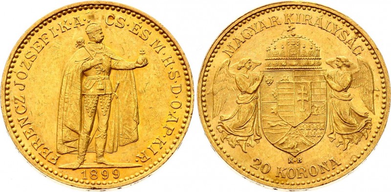 Hungary 20 Korona 1899 KB
KM# 486; Franz Joseph I, Kremnitz. Gold (.900) 6,78g....