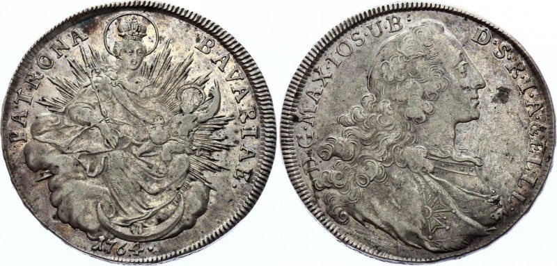 German States Bavaria 1 Konventionsthaler 1764 A
KM# 519.1; Silver; Removed Min...