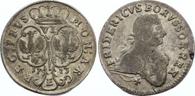 German States Prussia 6 Groscher 1753 E Inverted "5" Very Rare!
KM# -; Silver; Friedrich II