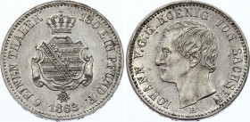 German States Saxony 1/6 Vereinsthaler 1863 B
KM# 1205; Silver; Johann