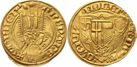 German States Trier Goldgulden 1410 Werner von Falkenstein Koblenz
Felke# 839; Noss# 299; Fr# 3423; Gold 3,49g.; Vs: St. Johannes stehend von vorn, z...